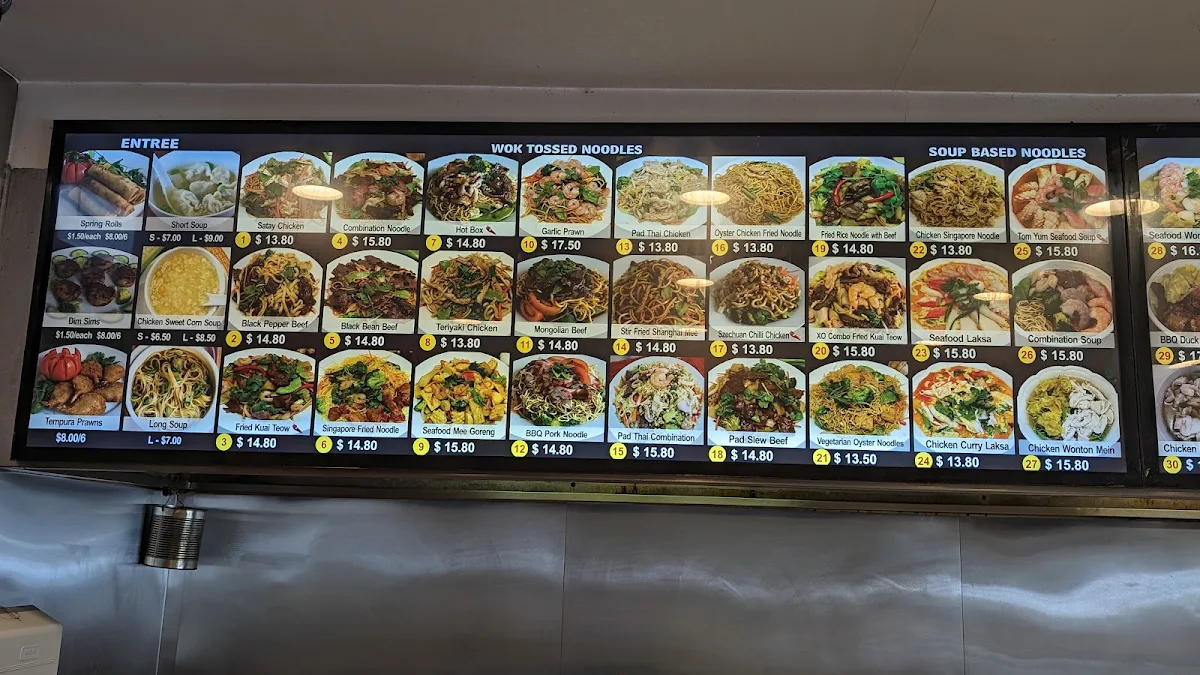 Menu, Noodle Paradise