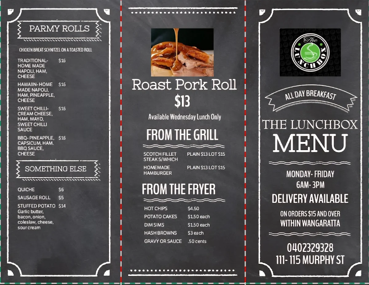 Menu, The Lunchbox