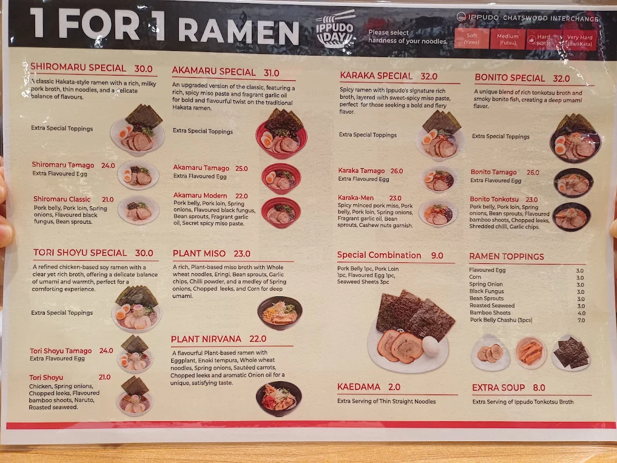 Menu, Ramen IPPUDO Chatswood