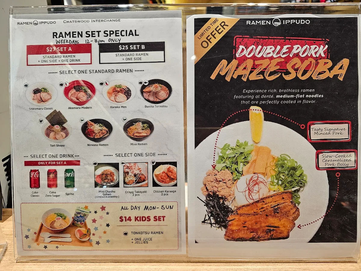 Menu, Ramen IPPUDO Chatswood