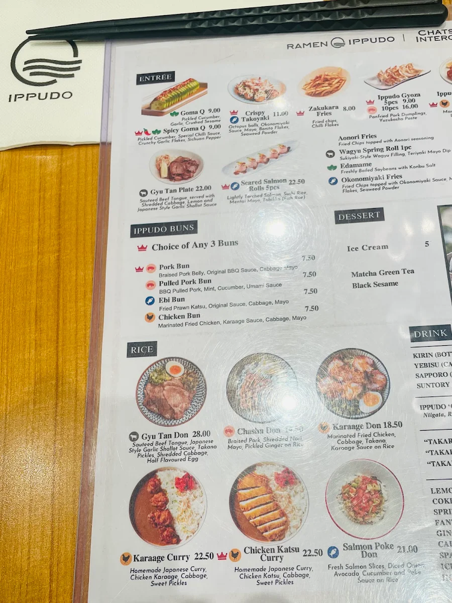 Menu, Ramen IPPUDO Chatswood