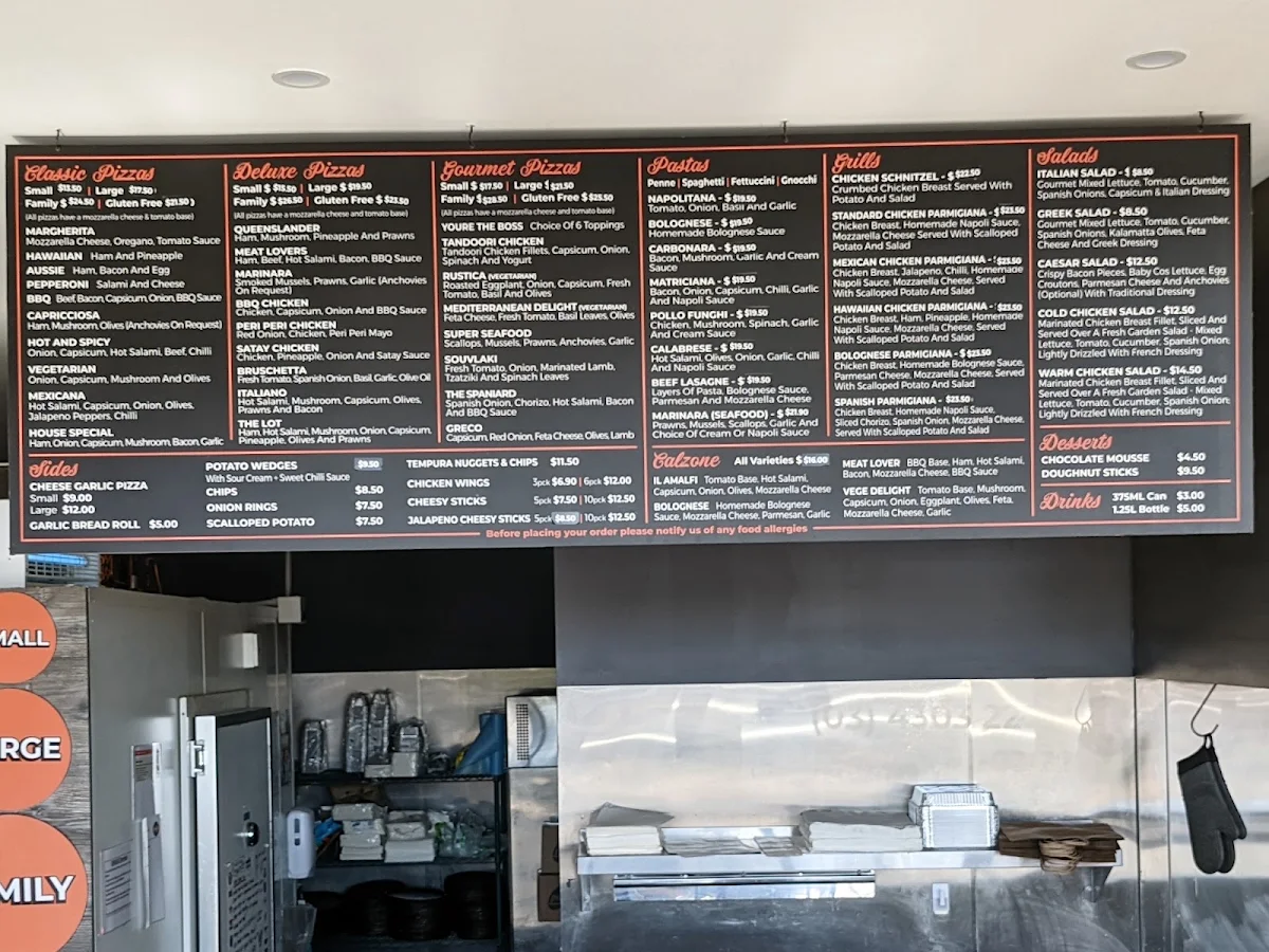 Menu, Amalfi Pizza & Pasta - Delacombe