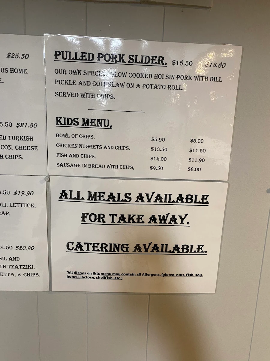 Menu, Trussy Restaurant/Bar