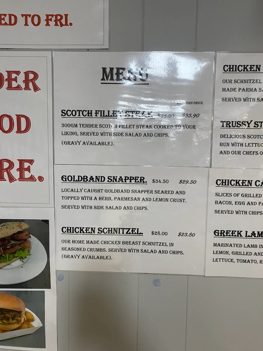 Menu, Trussy Restaurant/Bar