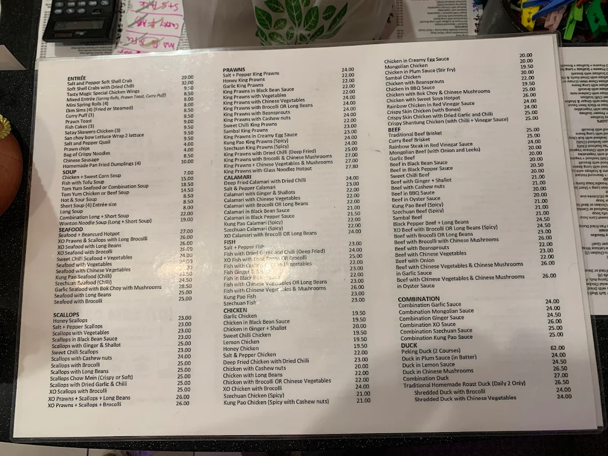 Menu, Tasty Magic Chinese Restaurant