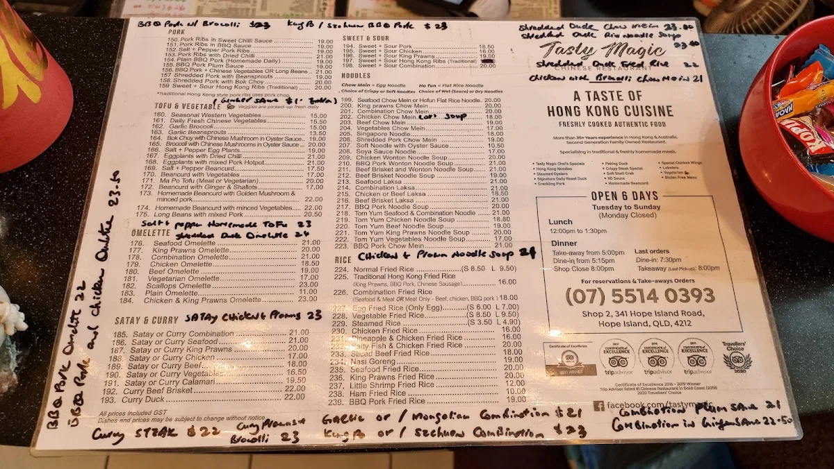 Menu, Tasty Magic Chinese Restaurant