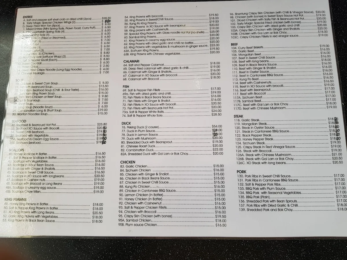 Menu, Tasty Magic Chinese Restaurant