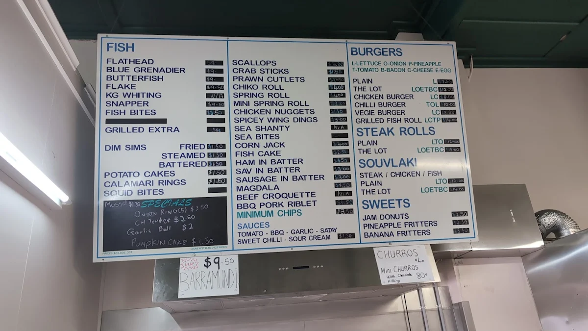 Menu, Camperdown Seafoods
