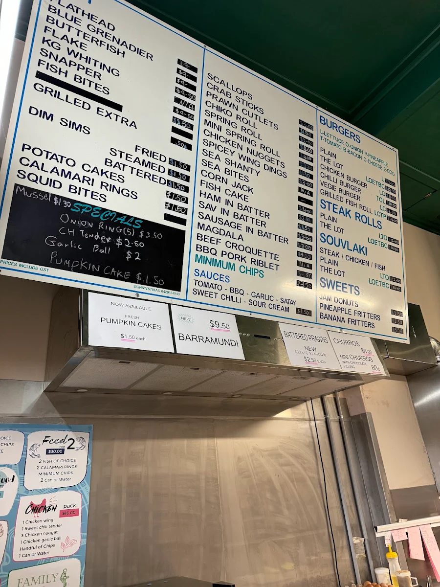 Menu, Camperdown Seafoods
