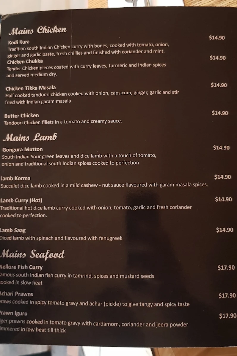 Menu, ROYAL PARADISE BIRYANI