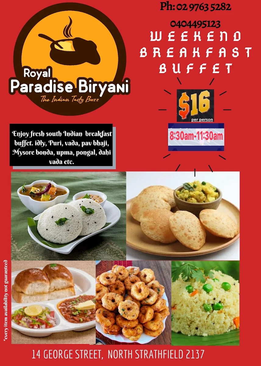 Menu, ROYAL PARADISE BIRYANI
