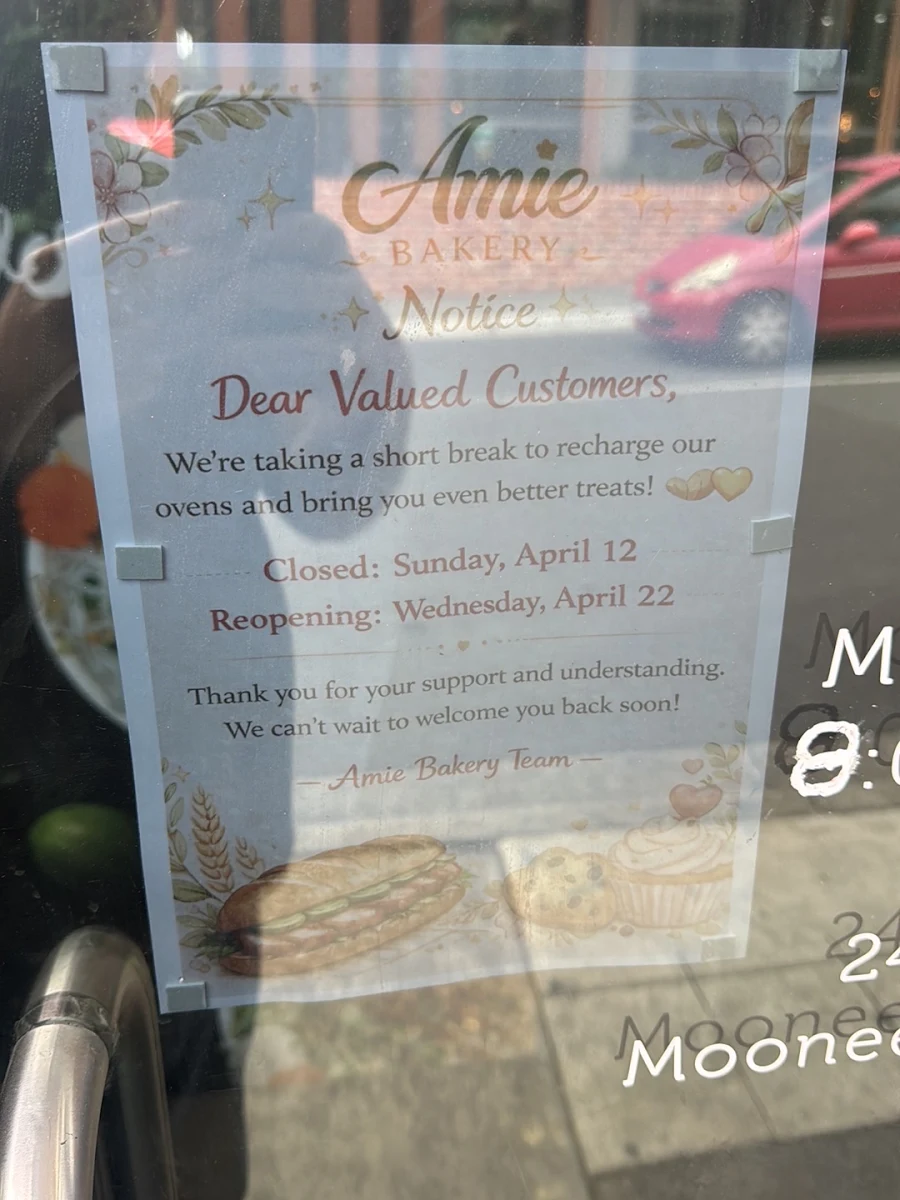 Menu, Amie Bakery Moonee Ponds