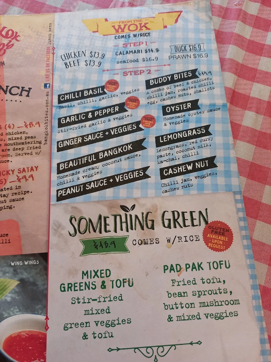 Menu, Bangkok Bites Newtown
