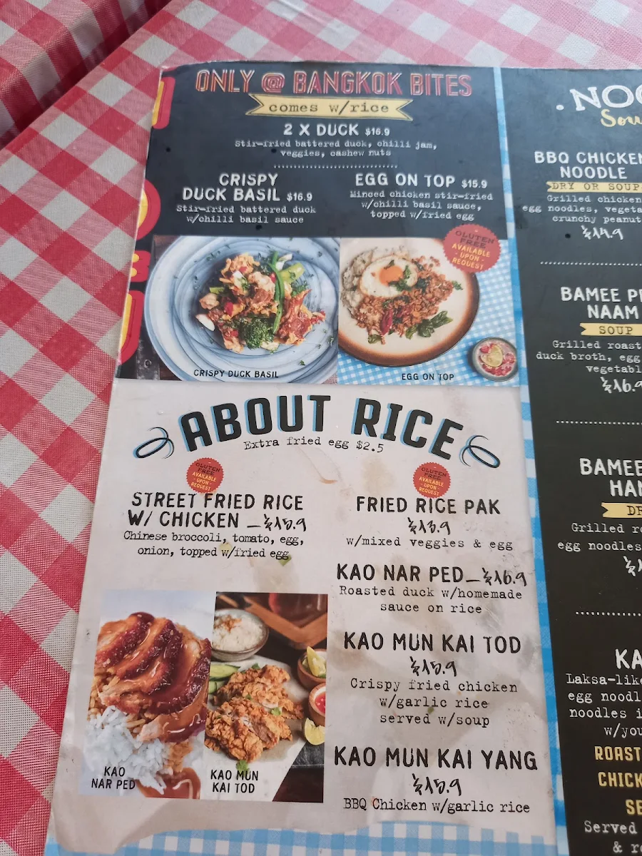 Menu, Bangkok Bites Newtown