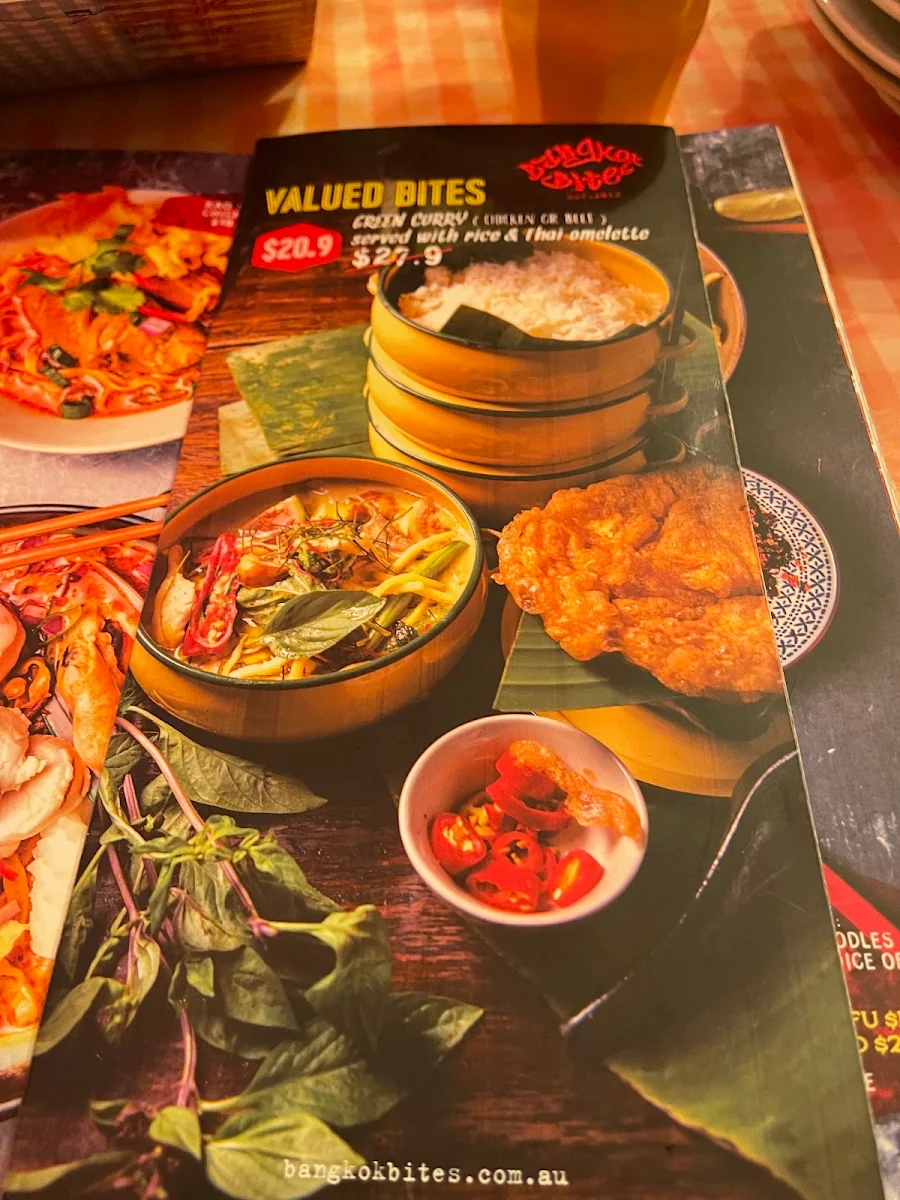Menu, Bangkok Bites Newtown