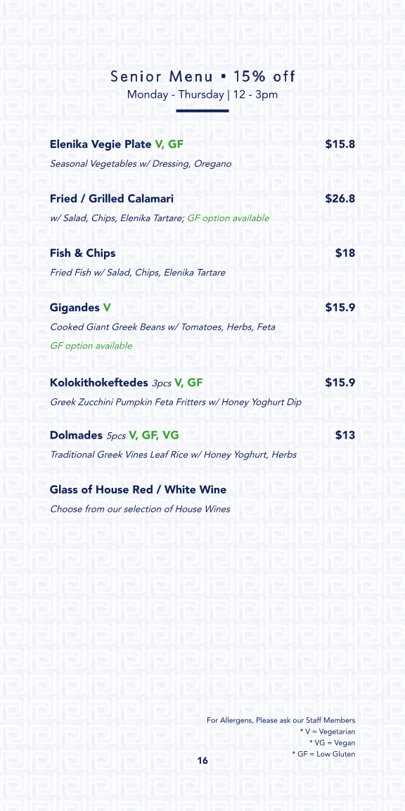 Menu, Elenika & Co