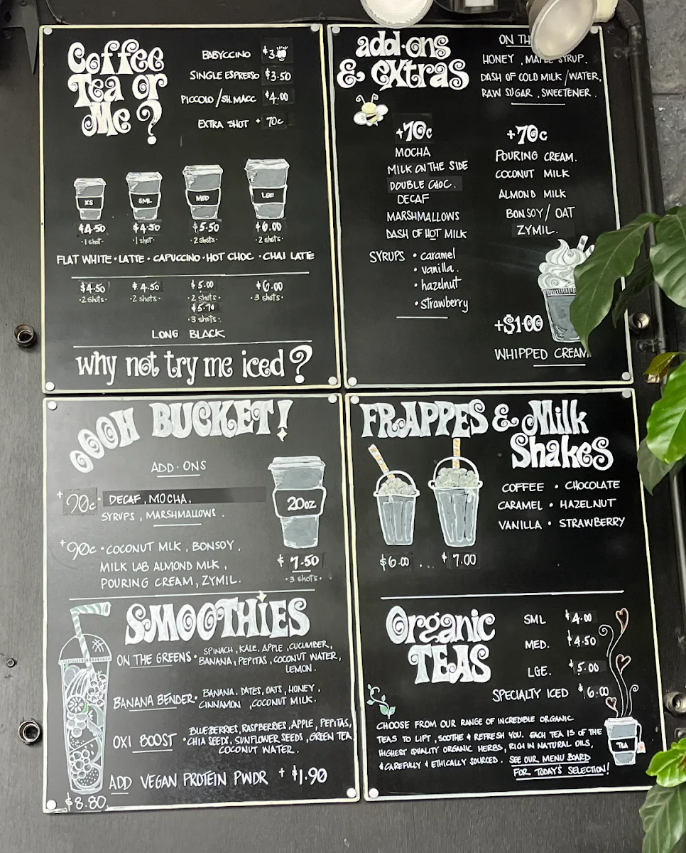 Menu, Cheeky Bean Espresso Bar 206
