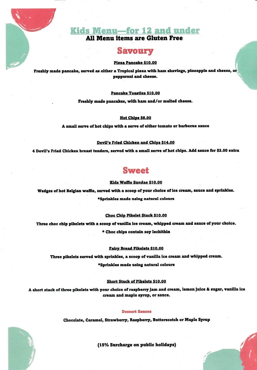 Menu, The Devil's Own Ice Creamery