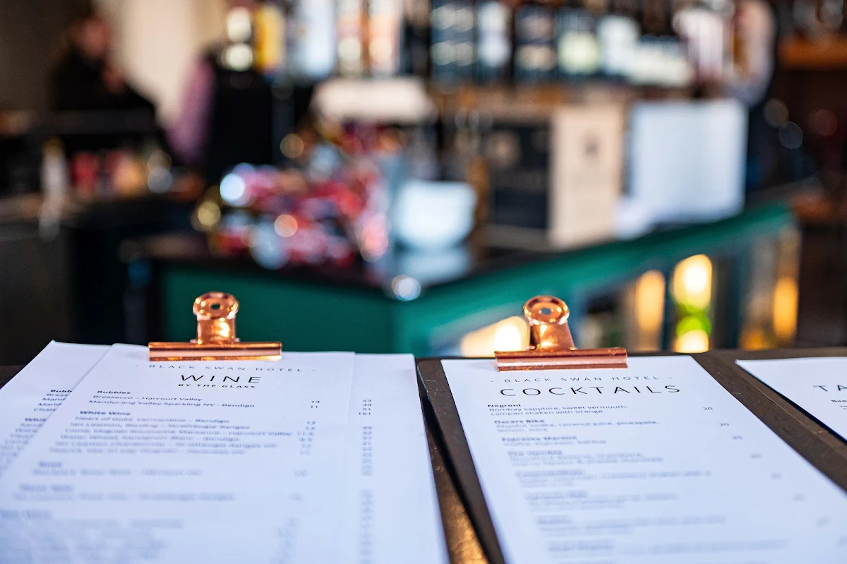 Menu, Black Swan Hotel Bendigo