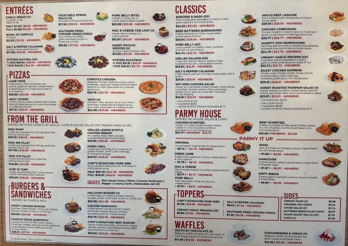 Menu, The Good Times Pub Group