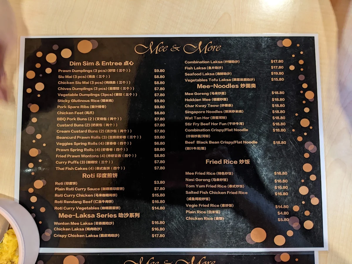 Menu, Mee & More Malaysian Restaurant