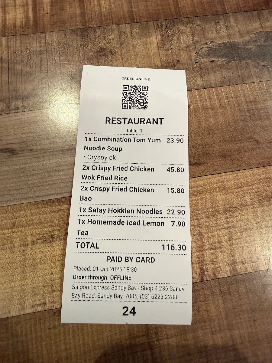 Menu, Saigon Express Sandy Bay | 100% Halal Restaurant