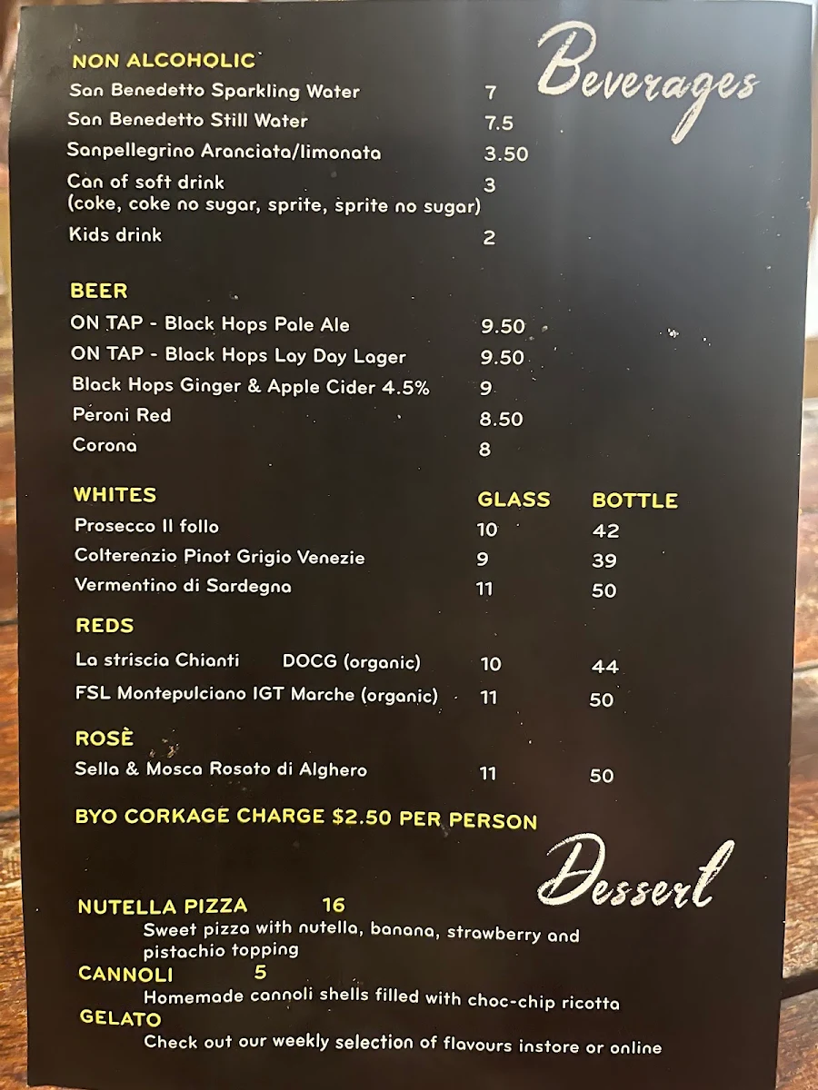 Menu, The Pizza Garden Australia