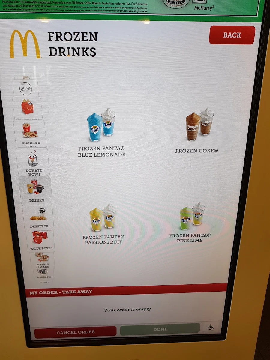Menu, McDonald's Wetherill Park