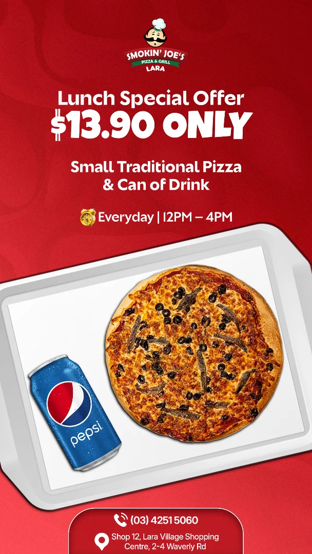 Menu, Smokin' Joe's Pizza & Grill - Lara