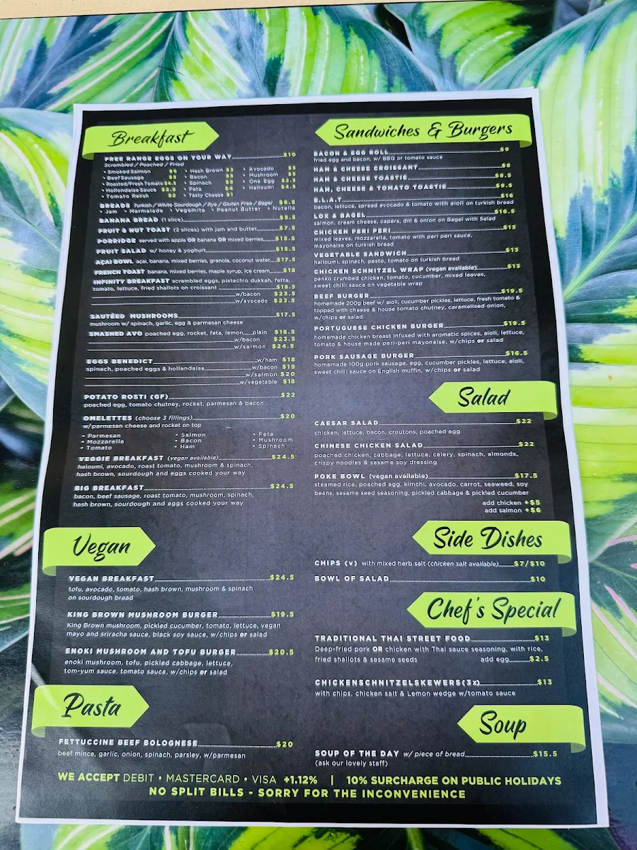 Menu, Chill Cafe