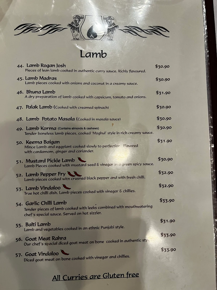 Menu, Tandoori Den
