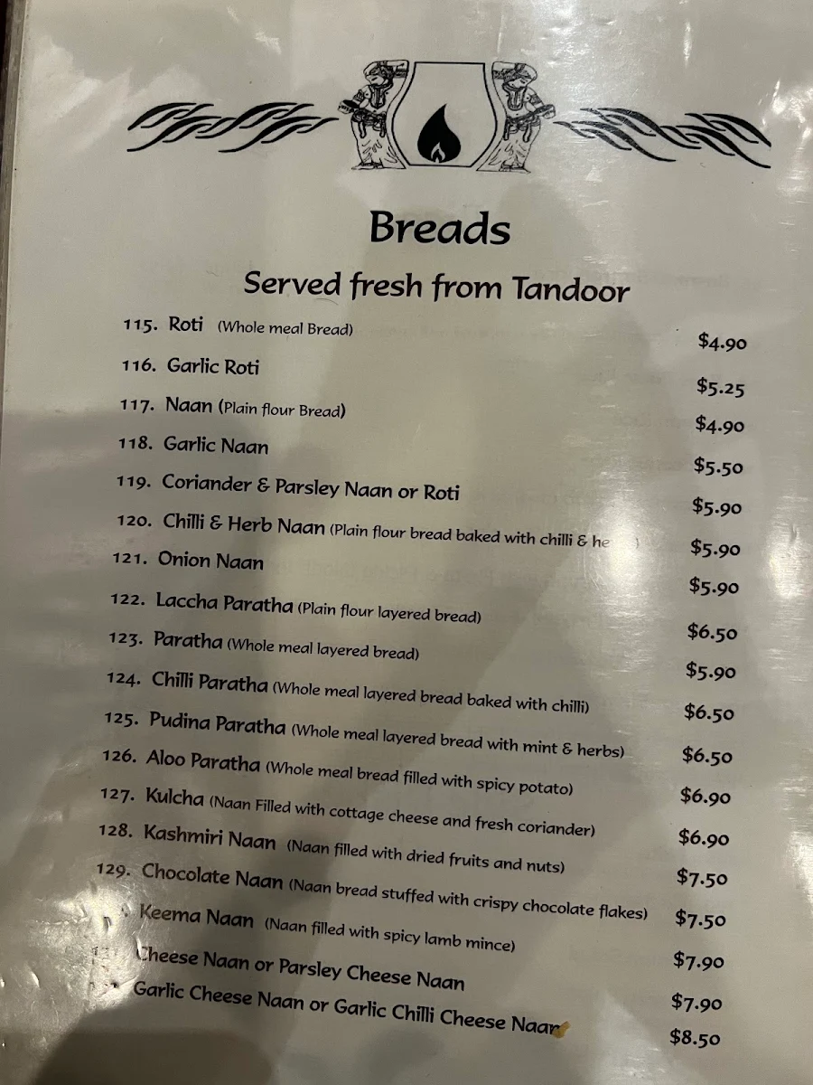 Menu, Tandoori Den