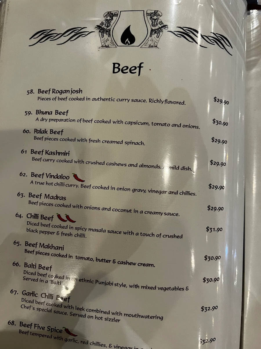 Menu, Tandoori Den
