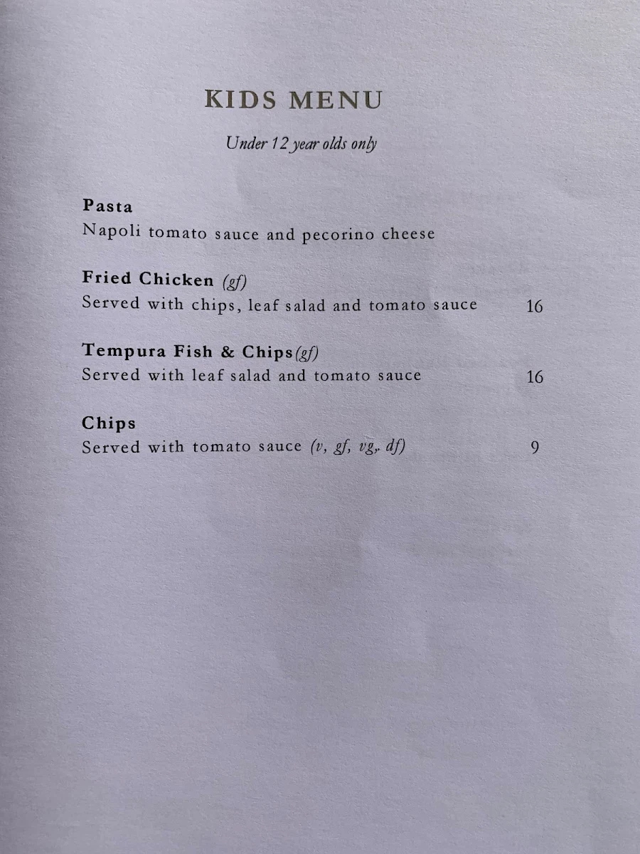 Menu, Bird In Hand Restaurant