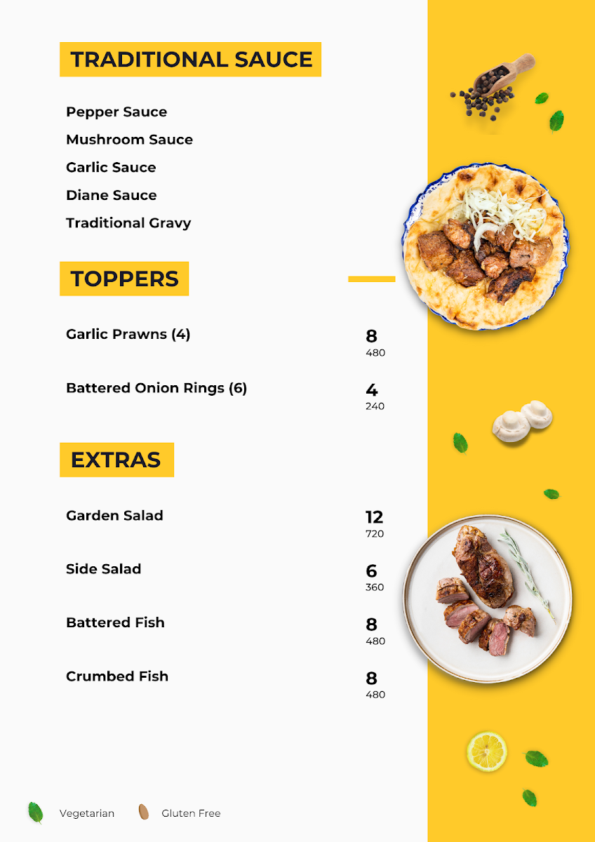 Menu, Broken Hill Musicians Club