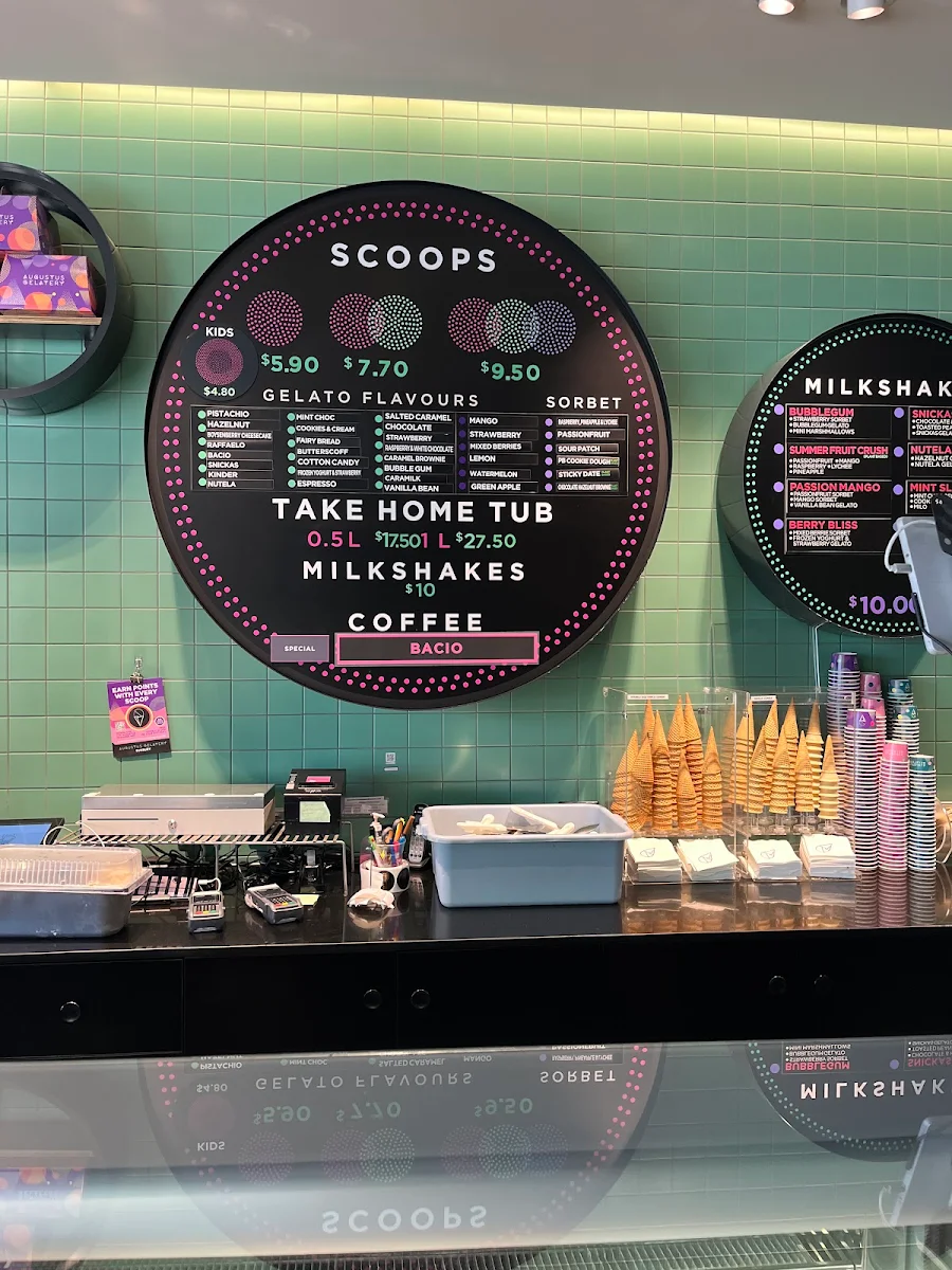 Menu, Augustus Gelatery - Sunbury