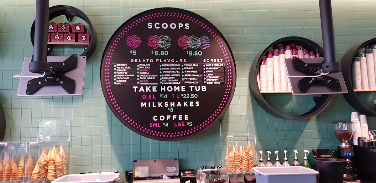 Menu, Augustus Gelatery - Sunbury