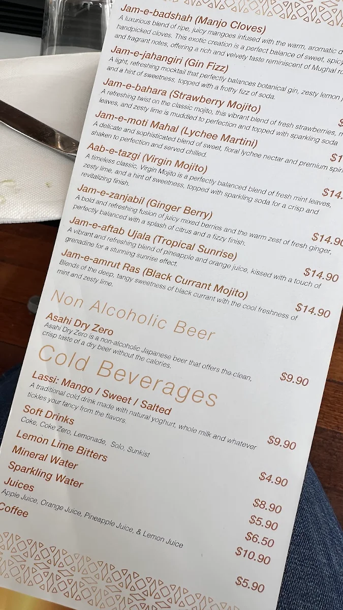 Menu, Lal Qila Dural