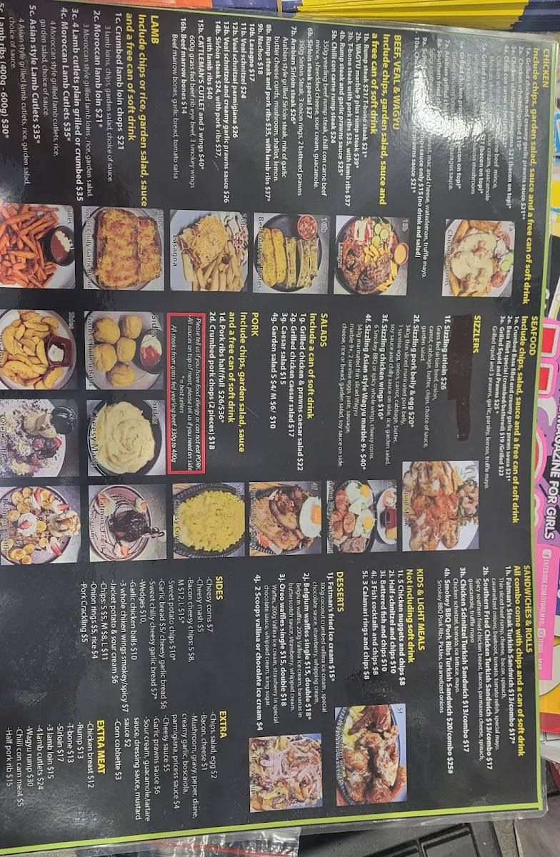 Menu, Fatman's Steakhouse - Plumpton