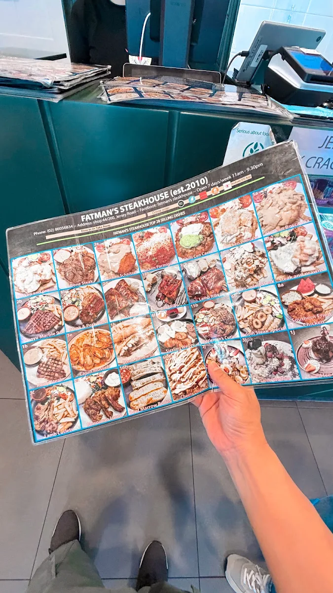 Menu, Fatman's Steakhouse - Plumpton