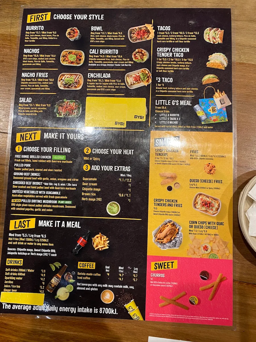 Menu, Guzman y Gomez - 567 Collins