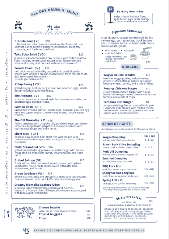 Menu, 96 Cafe & Eatery - Top-Rated Cafe in Blackburn