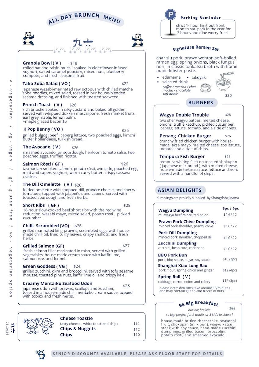 Menu, 96 Cafe & Eatery - Top-Rated Cafe in Blackburn