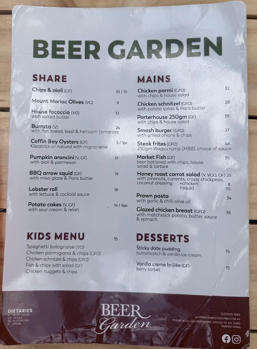 Menu, Queen of the West