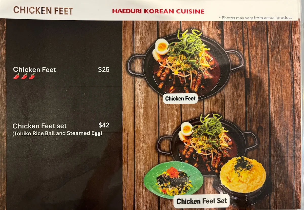 Menu, Haeduri Chicken Southport (해두리치킨 사우스포트)