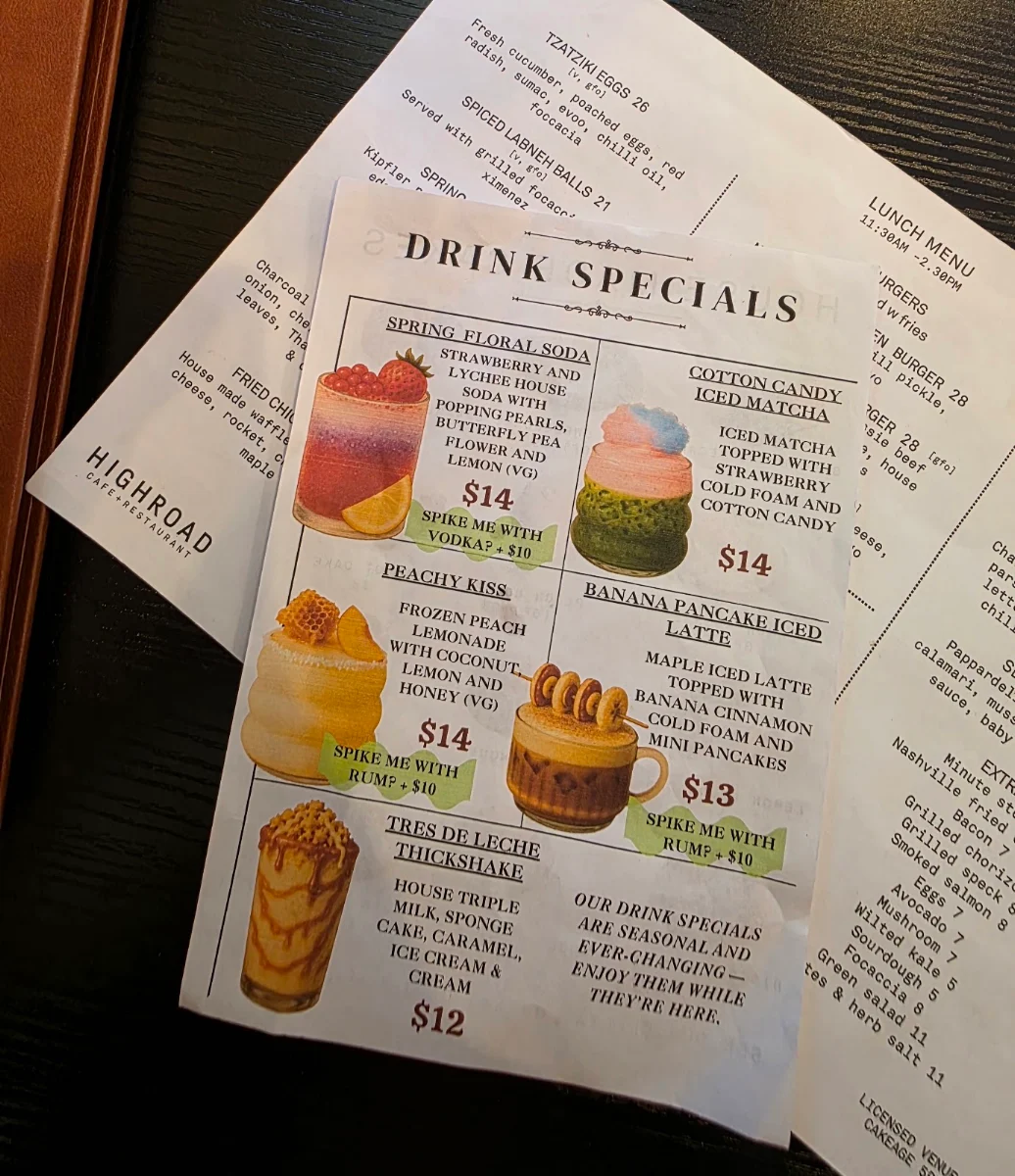 Menu, Highroad