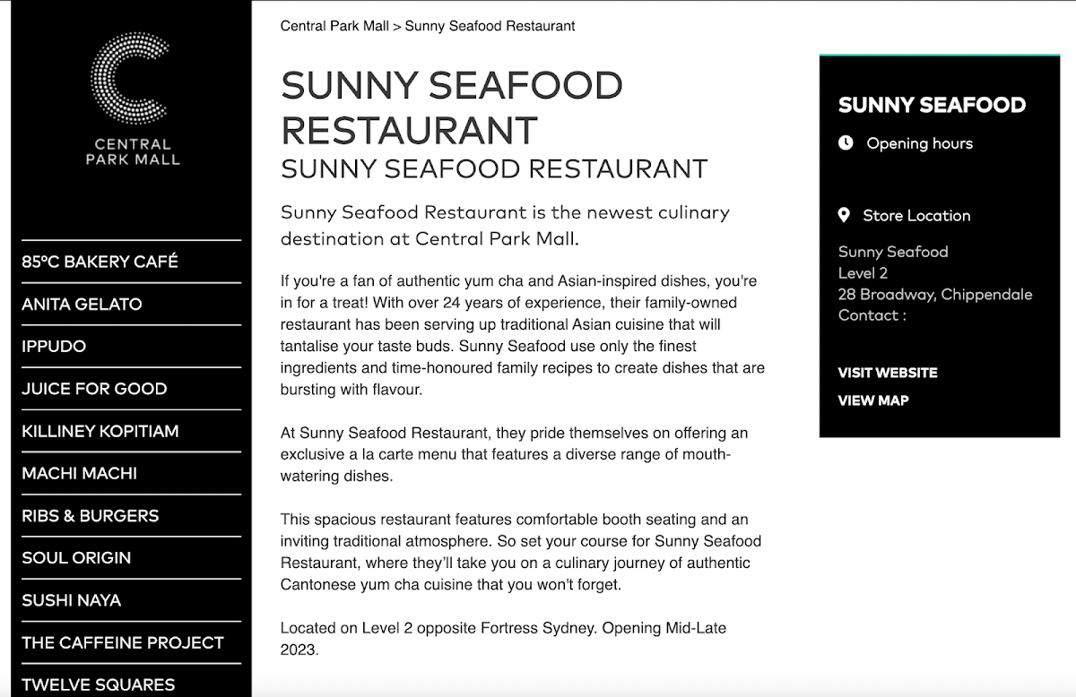 Menu, SUNNY BAMBOO HOUSE