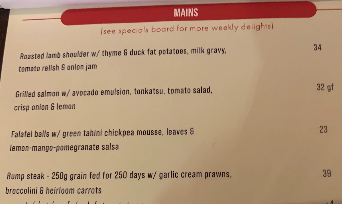 Menu, Suburban Social Chapel Hill
