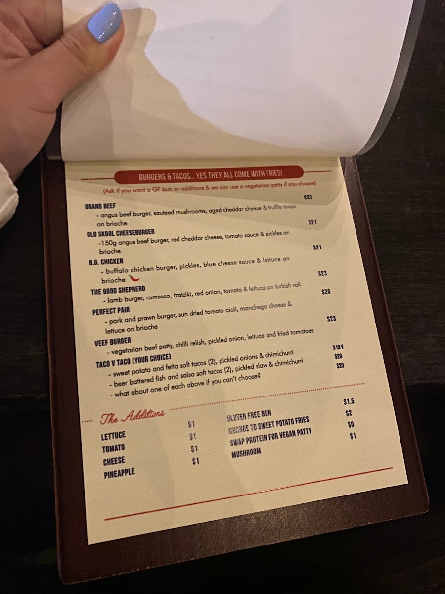 Menu, Suburban Social Chapel Hill