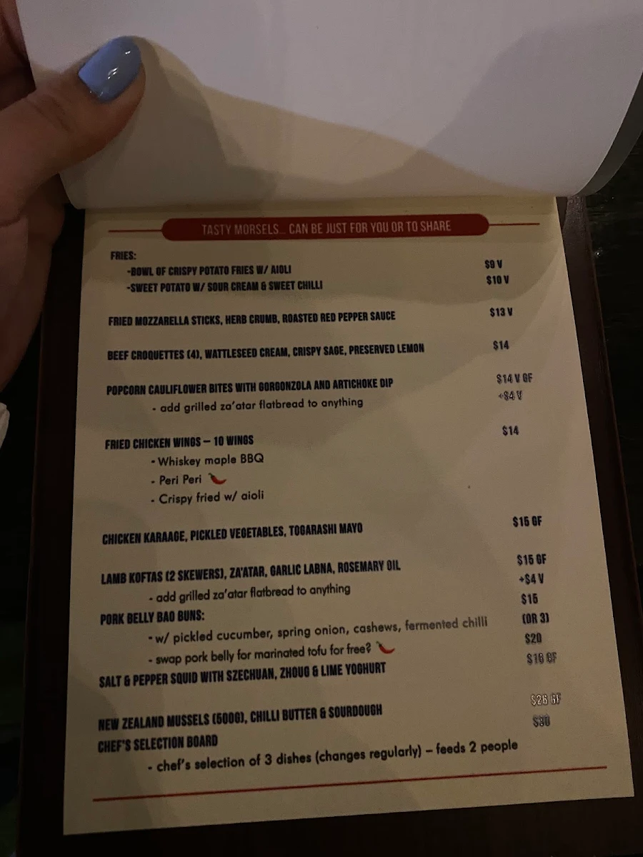 Menu, Suburban Social Chapel Hill